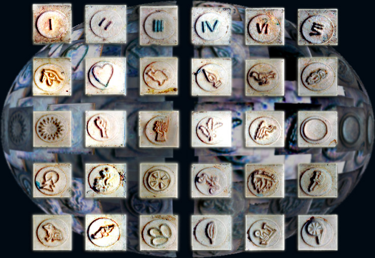 All the faces of the mystery dice game from 1930's  