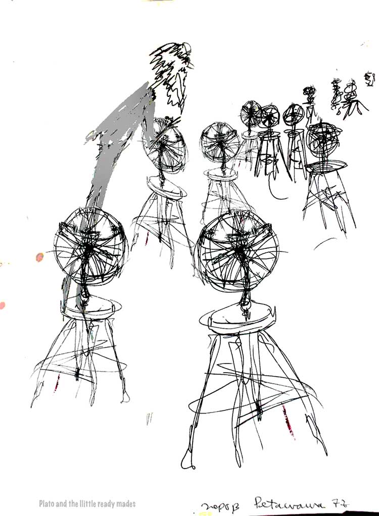 Plato's little readymades, ink on paper, 14 x 11 in., 1977